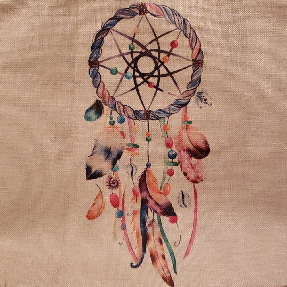 Dreamcatcher canvas tote bags with zipper closure